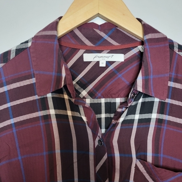 Foxcroft NYC Button Down Plaid Shirt Size 12 - Picture 2 of 10